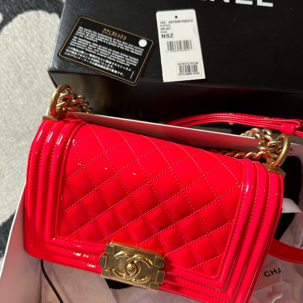 Hot pink Chanel boy bag
